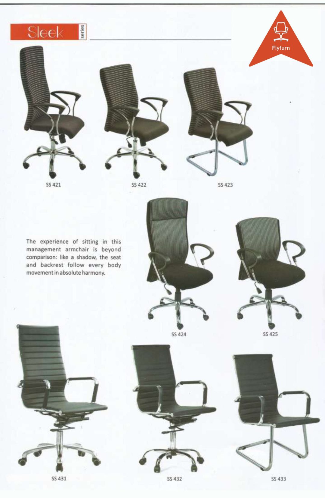 Sleek Series office furniture — SS 431, SS 424, SS 432, SS 433